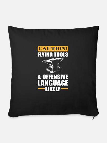 Metalworking Flying Tools Blacksmith - Sofakissen mit Füllung 45 x 45 cm - Schwarz