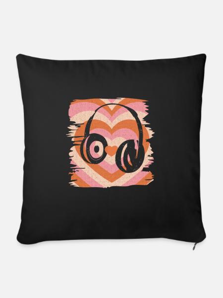 Kopfhörer Retro Musik - Sofakissen mit Füllung 45 x 45 cm - Schwarz