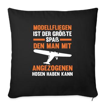 Modellfliegen Modellflieger Modellflug - Sofakissen mit Füllung 45 x 45 cm - Schwarz - Vorne