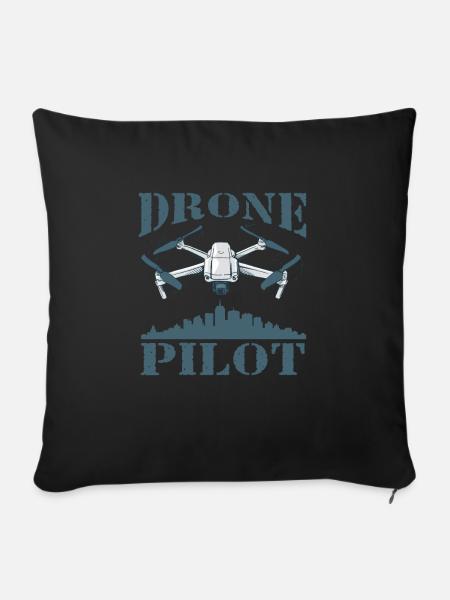 Drone Dronenpilot Quadrocopter - Sofakissen mit Füllung 45 x 45 cm - Schwarz