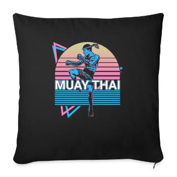 Muay Thai Retro Gift - Sofa pillow with filling 45cm x 45cm - black - Front