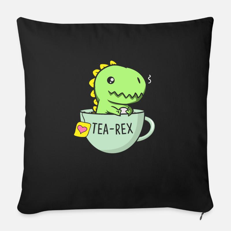 Tea Rex Dinosaurier Tyrannosaurus Rex Teetasse Tee - Sofakissen mit Füllung 45 x 45 cm - Schwarz