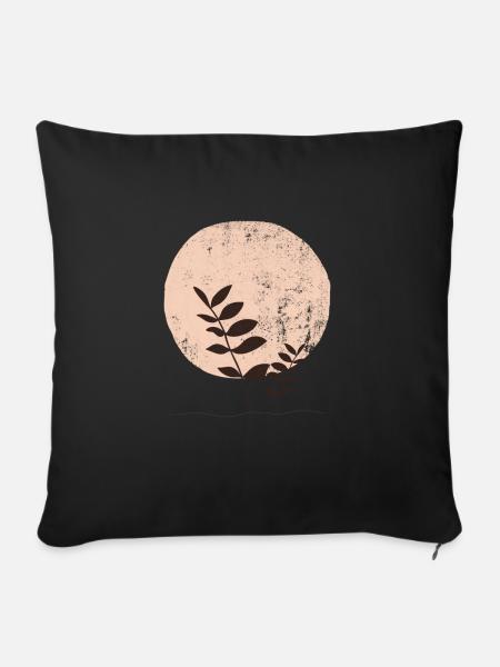 Boho-Sonnenblätter, abstraktes Beige - Sofakissen mit Füllung 45 x 45 cm - Schwarz