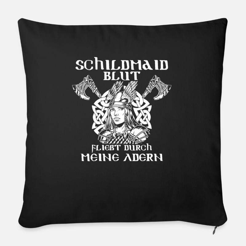 Wikinger Schildmaid durch die Adern - Sofakissen mit Füllung 45 x 45 cm - Schwarz