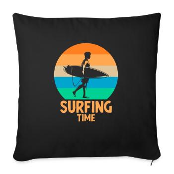 Temps de surf - Coussin et housse de 45 x 45 cm - noir - Devant
