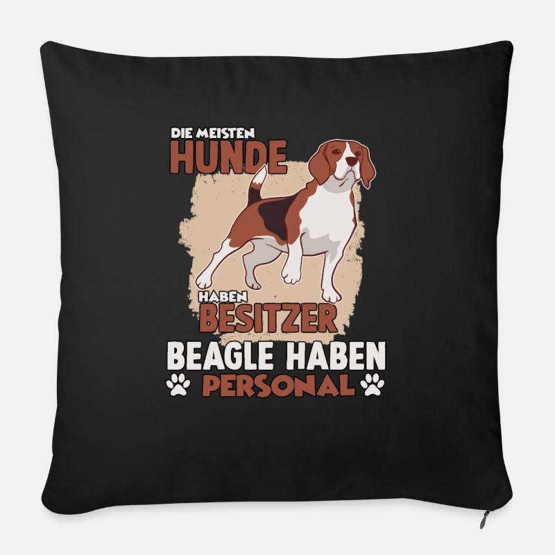 Beagle Hundebesitzer lustiges Jagdhund Gassi - Sofakissen mit Füllung 45 x 45 cm - Schwarz