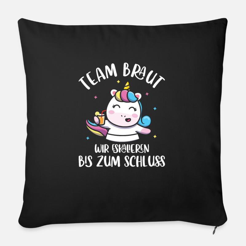 Team Braut JGA Einhorn Hochzeit Junggesellenabschi - Sofakissen mit Füllung 45 x 45 cm - Schwarz