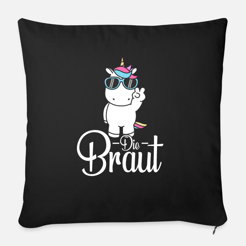 Die Braut Einhorn JGA Junggesellinnenabschied Hoch - Sofakissen mit Füllung 45 x 45 cm - Schwarz