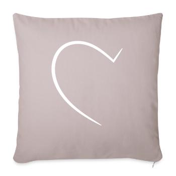Demi-cœur blanc - Coussin et housse de 45 x 45 cm - taupe clair - Devant