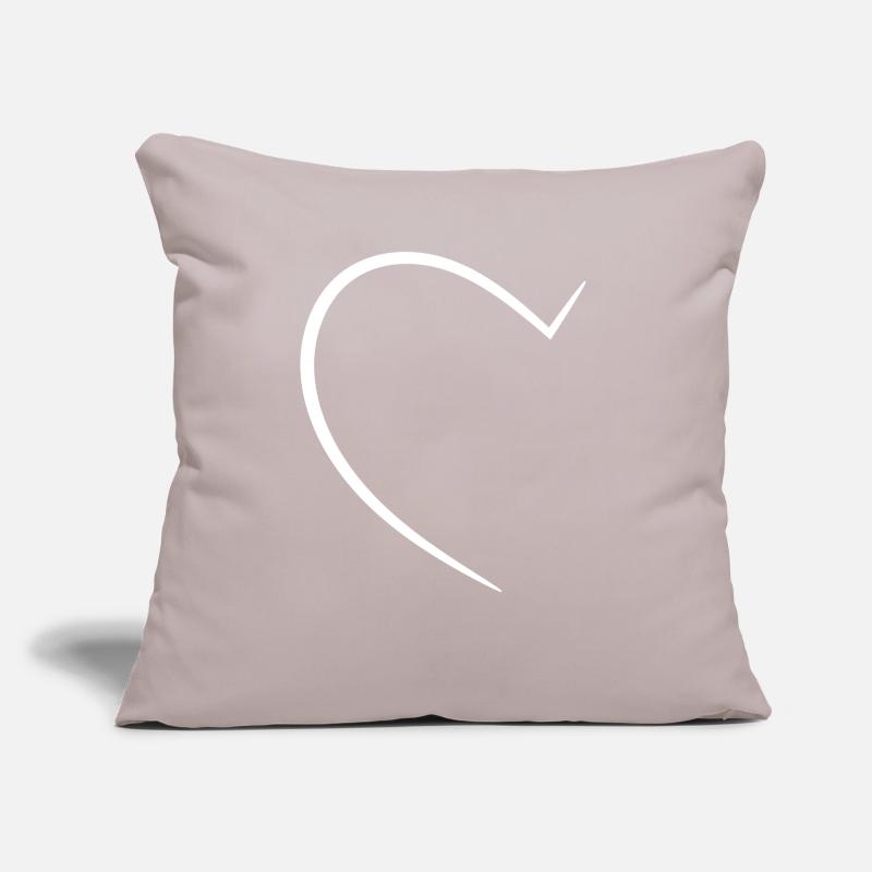 Demi-cœur blanc Coussin et housse de 45 x 45 cm