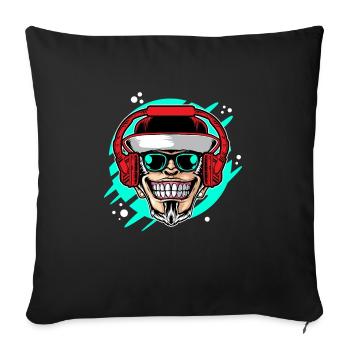 Monkey DJ mit Kopfhörer & Sonnenbrille Geschenkide - Sofakissen mit Füllung 45 x 45 cm - Schwarz - Vorne