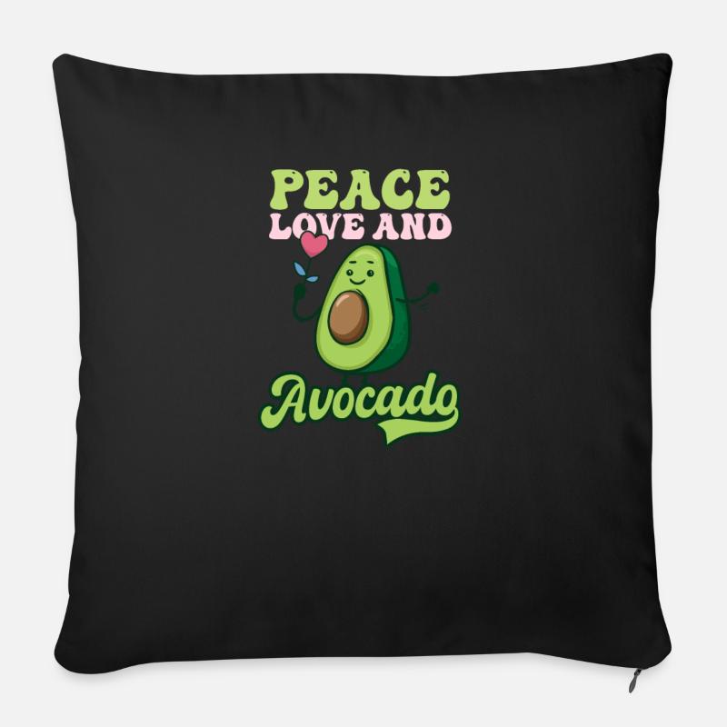 Avocado Frieden Liebe und Avocado - Sofakissen mit Füllung 45 x 45 cm - Schwarz