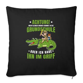 Schulanfang Einschulung 1 Klasse Grundschule - Sofakissen mit Füllung 45 x 45 cm - Schwarz - Vorne