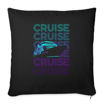 Cadeau rétro de navire de croisière - Coussin et housse de 45 x 45 cm - noir - Devant