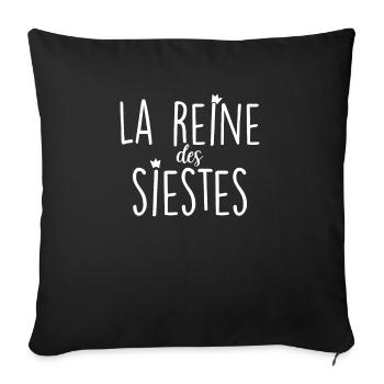 la reine des siestes humour femme - Coussin et housse de 45 x 45 cm - noir - Devant