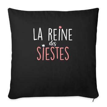 la reine des siestes humour femme - Coussin et housse de 45 x 45 cm - noir - Devant