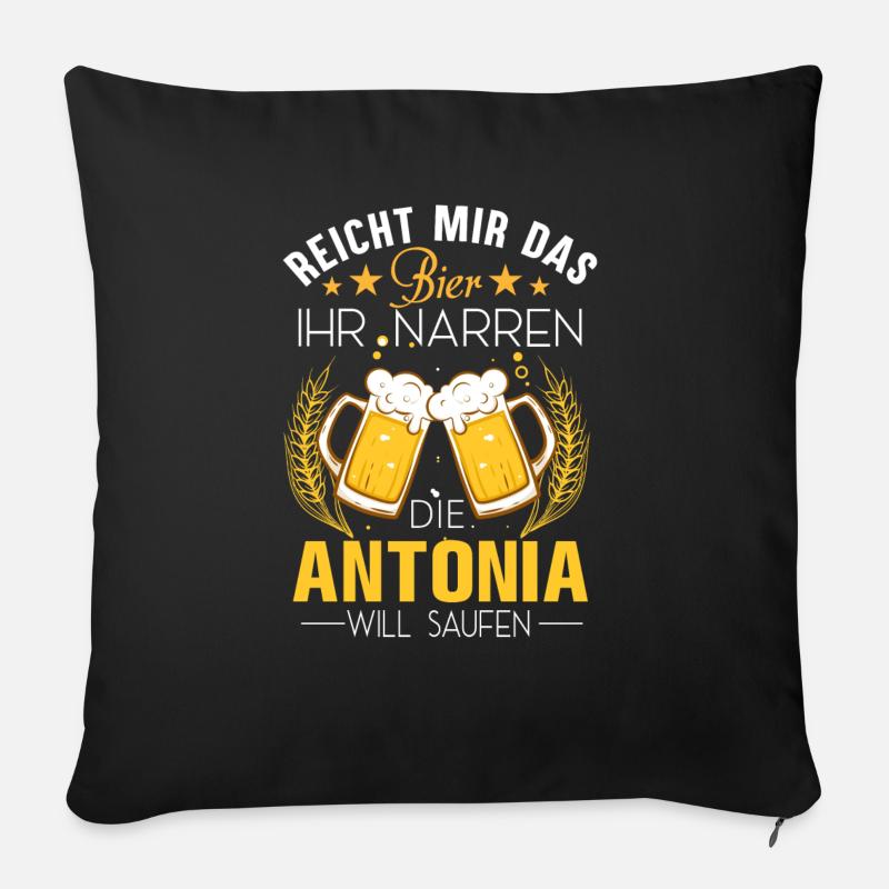 Antonia Spruch Bier - Sofakissen mit Füllung 45 x 45 cm - Schwarz