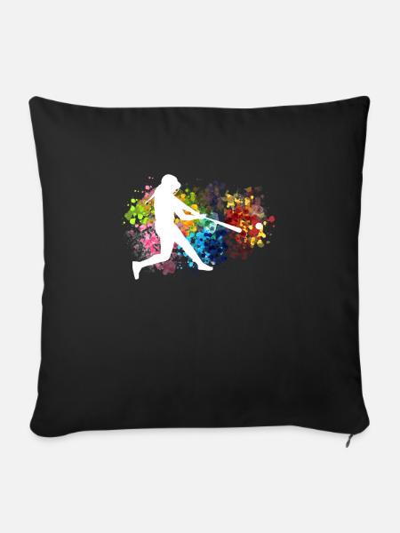 Softball Spieler Shirt Geschenk - Sofakissen mit Füllung 45 x 45 cm - Schwarz