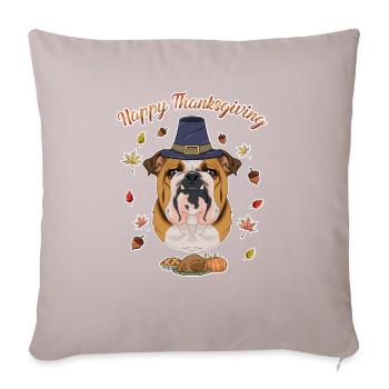 Joyeux Thanksgiving I Dog Lover I Deutsch Bulldog - Coussin et housse de 45 x 45 cm - taupe clair - Devant