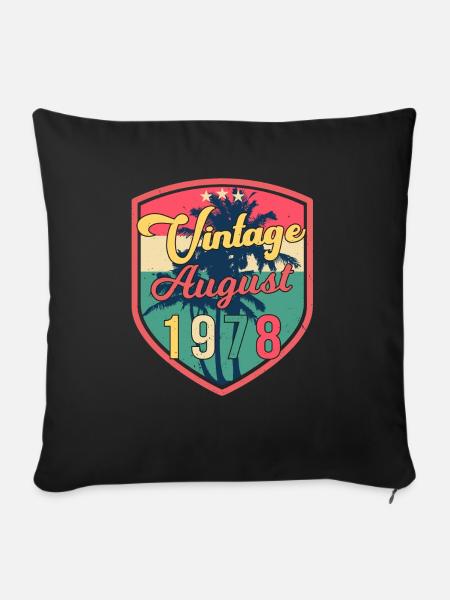 Baujahr 1978 Im August - Sofakissen mit Füllung 45 x 45 cm - Schwarz