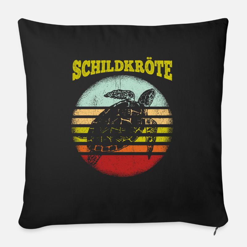 Vintage Schildkröte Meerestiere Geschenk - Sofakissen mit Füllung 45 x 45 cm - Schwarz