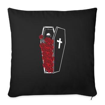 Gothique Crâne Roses Mort Tombe Esthétique Sombre - Coussin et housse de 45 x 45 cm - noir - Devant