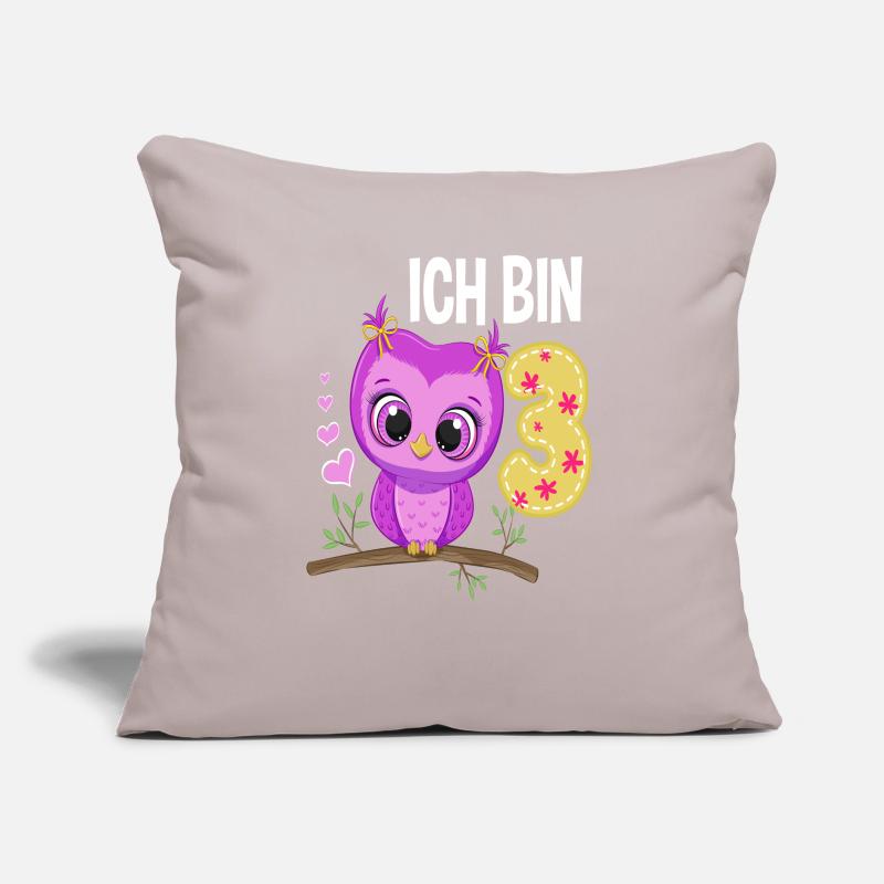 Ich Bin 3 Eule 3. Geburtstag Eulen Mädchen Sofakissen mit Füllung 45 x 45 cm