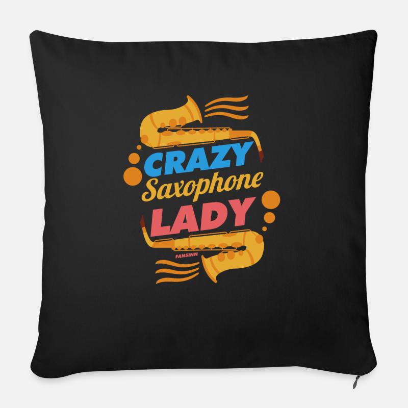 Crazy Saxophone Lady - Sofakissen mit Füllung 45 x 45 cm - Schwarz
