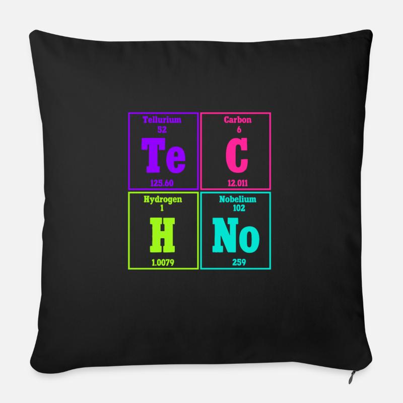 Techno Musik Rave Techno Periodensystem - Sofakissen mit Füllung 45 x 45 cm - Schwarz