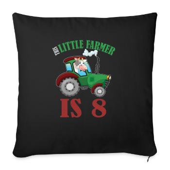 Birth Born Age 8 Years Old Farmer Cow Tractor - Sofa pillow with filling 45cm x 45cm - black - Front