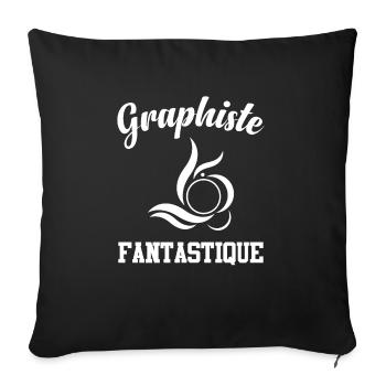 Cadeau femme graphiste fantastique - Coussin et housse de 45 x 45 cm - noir - Devant