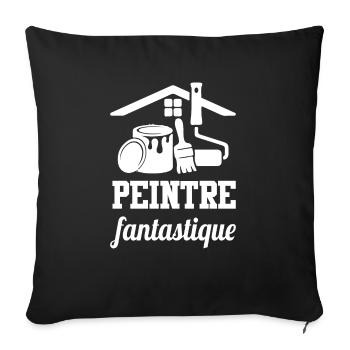 Cadeau femme peintre fantastique - Coussin et housse de 45 x 45 cm - noir - Devant
