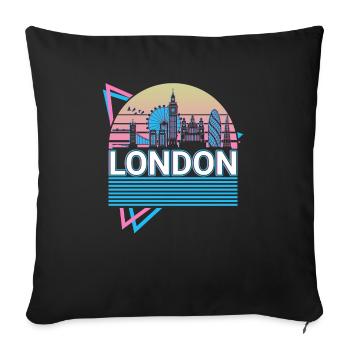 London City Skyline Cityscape Retro - Sofa pillow with filling 45cm x 45cm - black - Front