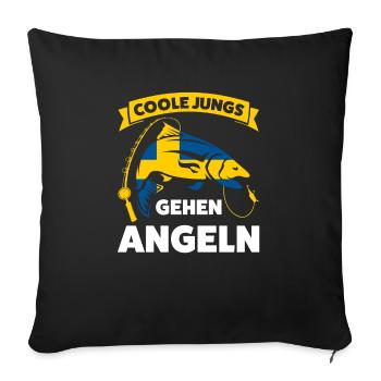 Schwedisch Angler Angeln Schweden Geschenk - Sofakissen mit Füllung 45 x 45 cm - Schwarz - Vorne