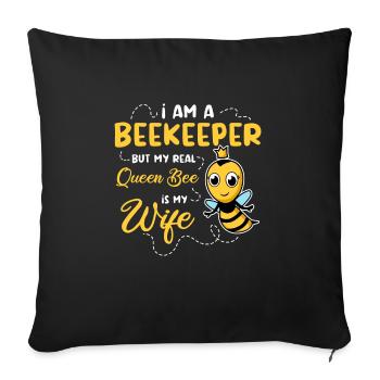 Ruche Apiculture Abeilles Miel Apiculteurs - Coussin et housse de 45 x 45 cm - noir - Devant