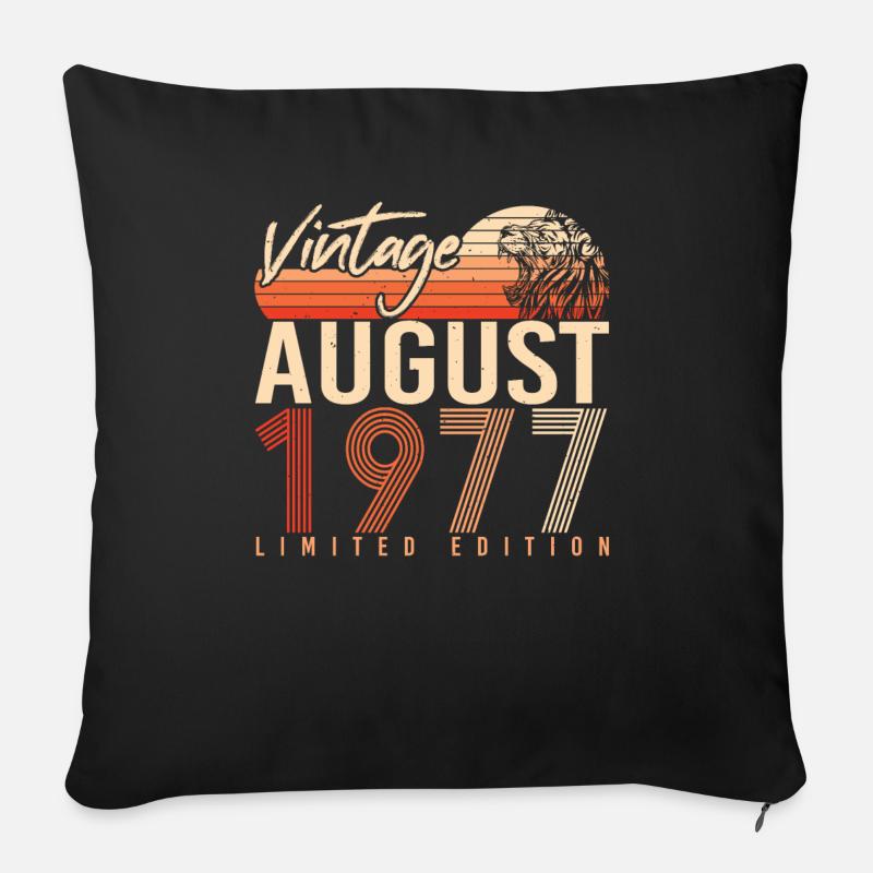 August 1977 Geschenkidee - Sofakissen mit Füllung 45 x 45 cm - Schwarz