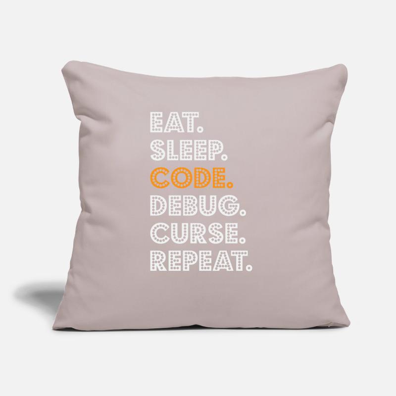 Eat Sleep Code Debug Curse Repeat Programmer Coder Sofakissen mit Füllung 45 x 45 cm