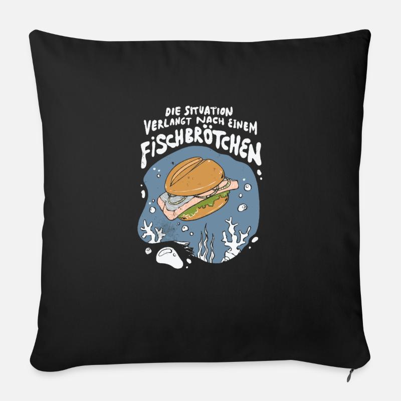 Fischbrötchen Möwe Norddeutsch - Sofakissen mit Füllung 45 x 45 cm - Schwarz