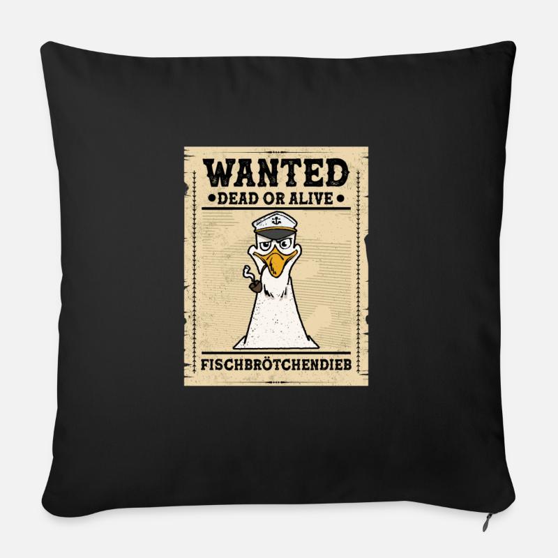 Fischbrötchen Möwe Norddeutsch - Sofakissen mit Füllung 45 x 45 cm - Schwarz