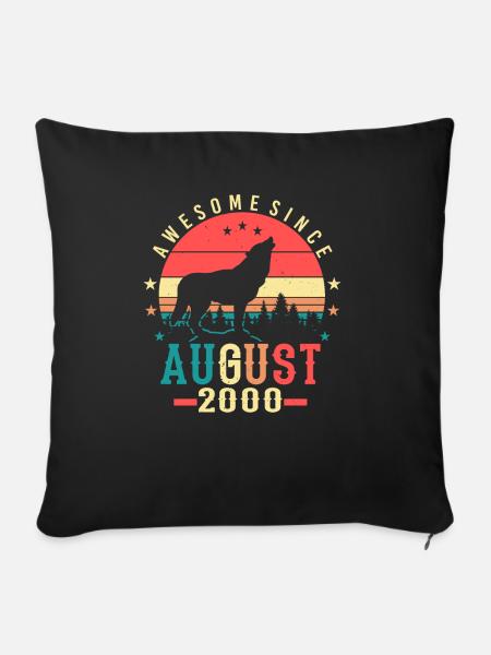 Geburtsjahr 2000 Im August - Sofakissen mit Füllung 45 x 45 cm - Schwarz