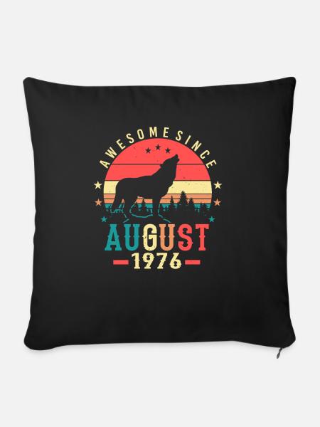 August 1976 Geschenkidee - Sofakissen mit Füllung 45 x 45 cm - Schwarz