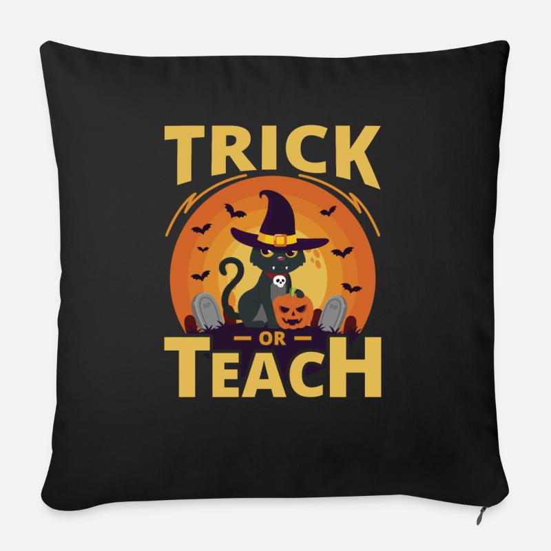 Süßes oder Saures Halloween Kürbis Hexe Fledermaus - Sofakissen mit Füllung 45 x 45 cm - Schwarz