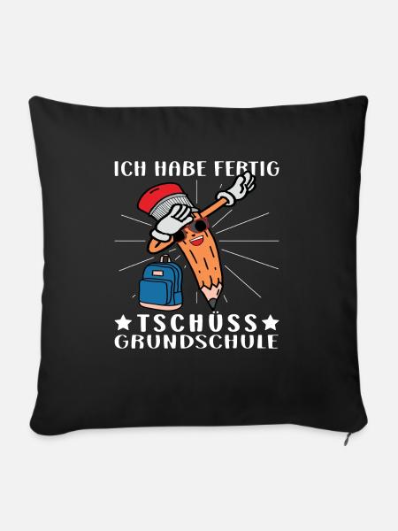 Schulanfang 1. Klasse Ich habe fertig - Sofakissen mit Füllung 45 x 45 cm - Schwarz