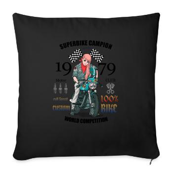young Biker Girl - Sofakissen mit Füllung 45 x 45 cm - Schwarz - Vorne