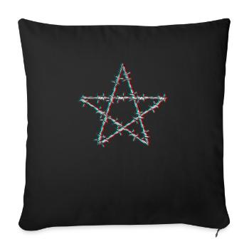 fil de fer barbelé pentagramme glitch grunge goth - Coussin et housse de 45 x 45 cm - noir - Devant