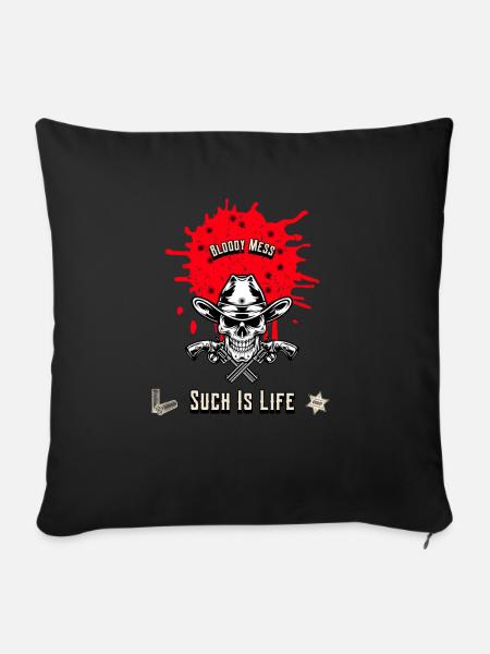 Blutiger Skelett- - Sofakissen mit Füllung 45 x 45 cm - Schwarz