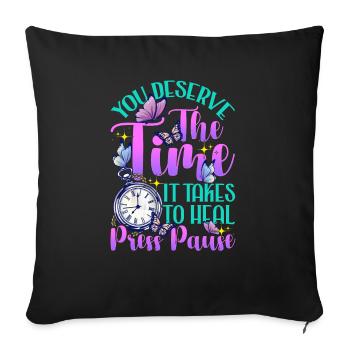 Healing Heal Santé Soins de santé Relax Therapy Time - Coussin et housse de 45 x 45 cm - noir - Devant