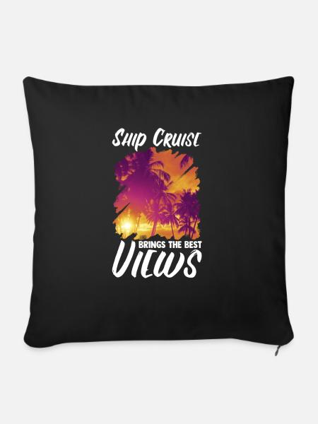 Cruising Vacation - Cruise Ship - Sofakissen mit Füllung 45 x 45 cm - Schwarz
