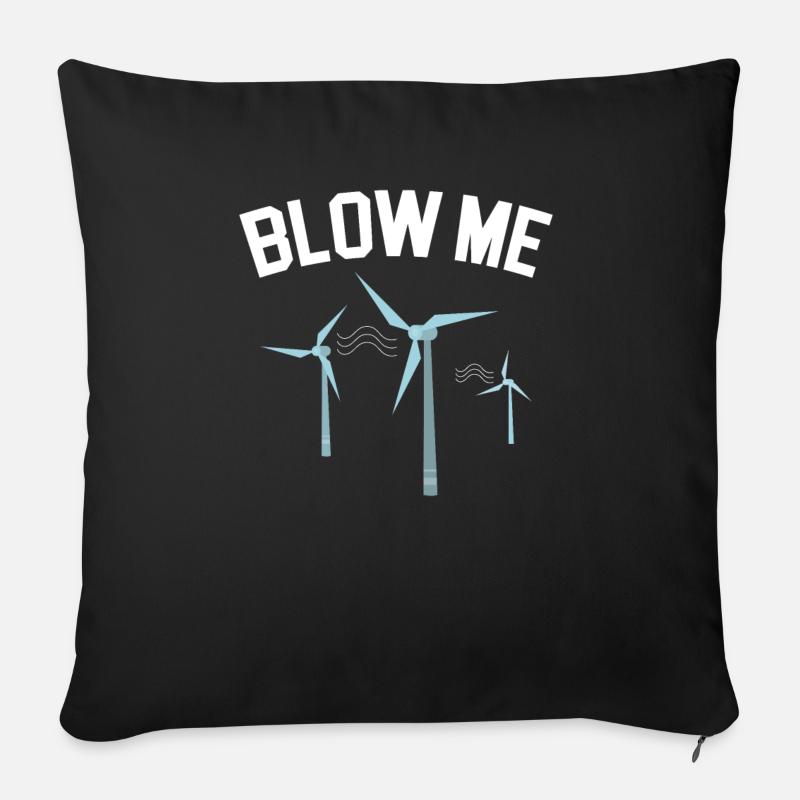 Blow Me Wind Renewable Energy Windtech Windmill - Sofa pillow with filling 45cm x 45cm - black