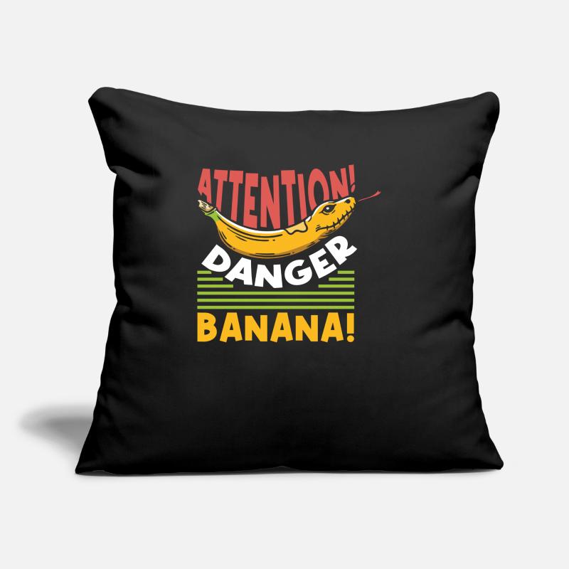 Banana Ball Python Attention Banane dangereuse Coussin et housse de 45 x 45 cm